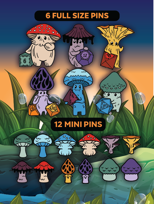 Foam Brain Games - Wholesale Lapel Pin/Button - Mystery Loot: Friendly Fungi3