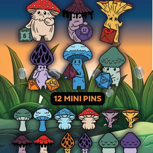 Foam Brain Games - Wholesale Lapel Pin/Button - Mystery Loot: Friendly Fungi3