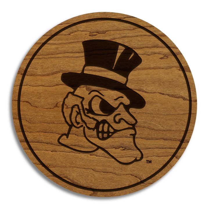 Dessous de verre Demon Deacon de l'Université Wake Forest – Fabriqués en bois de cerisier – Wake Forest Demon Deacons pour la vente par LazerEdge