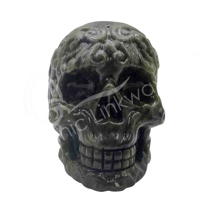 Oceanic Linkways Inc - Wholesale Decorative Figurine - (KG)SKULL - JADE, CHINESE WITH DETAILS 3.5"