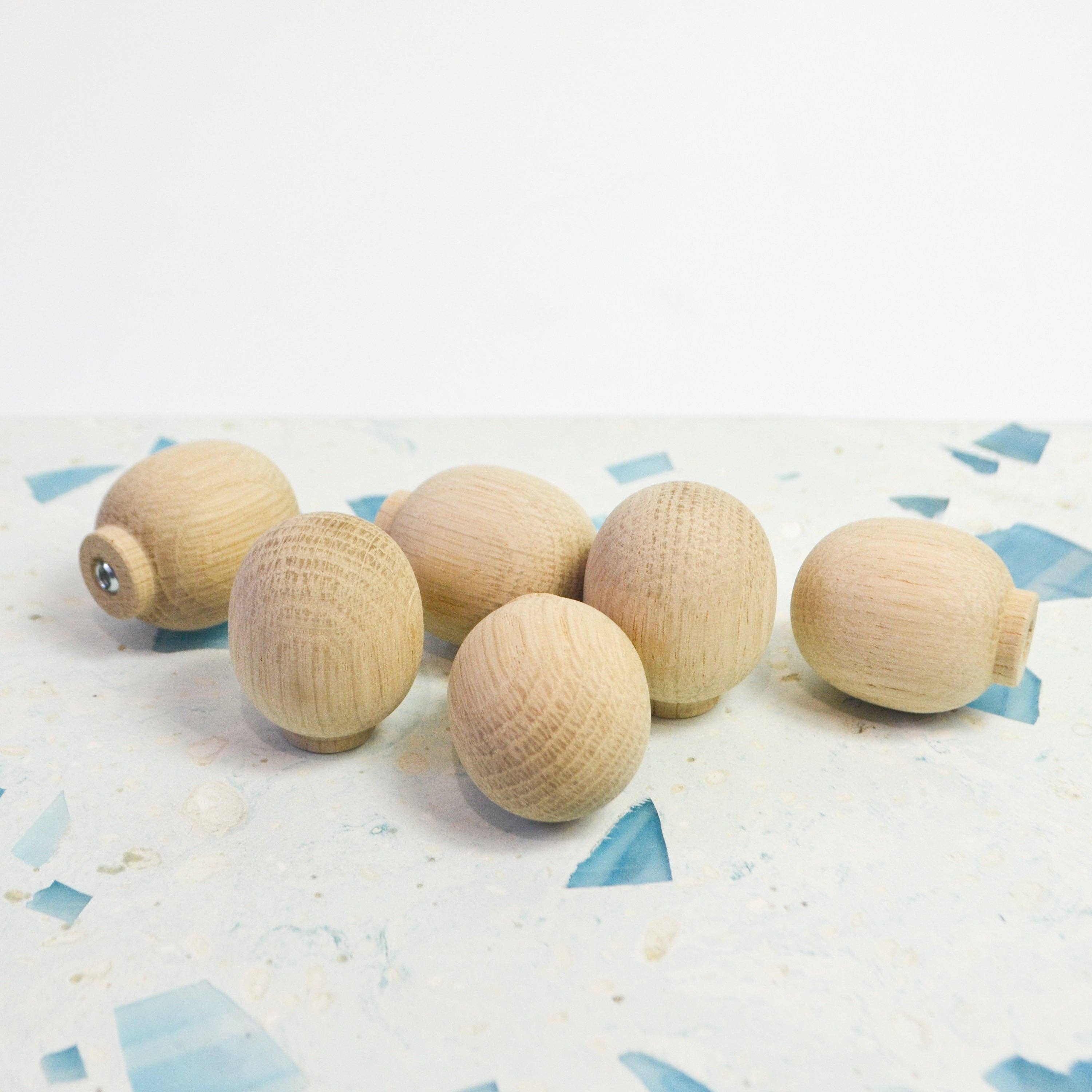 Lelloliving - Vente Poignée/bouton - Petits boutons ovales en chêne, boutons de tiroir en bois, bouton d'armoire en bois6