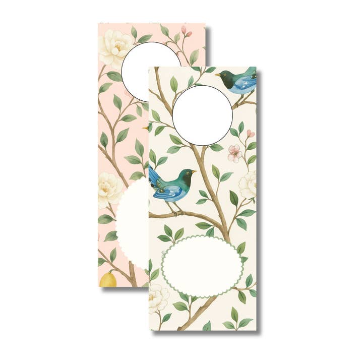 Floral Bird Print Wine Bottle Gift Tags – Set of 6, USA Made for wholesale by Duncan Sister Designs