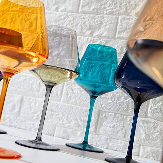 The Wine Savant /  Khen Glassware - Wholesale Wine Glass - Jewel Colored Crystal Wine Glass Set of 64