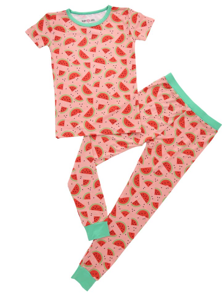 Bamboo Pajamas 2-Piece Set (Peach Watermelon) for wholesale by Mom N Tot Shop