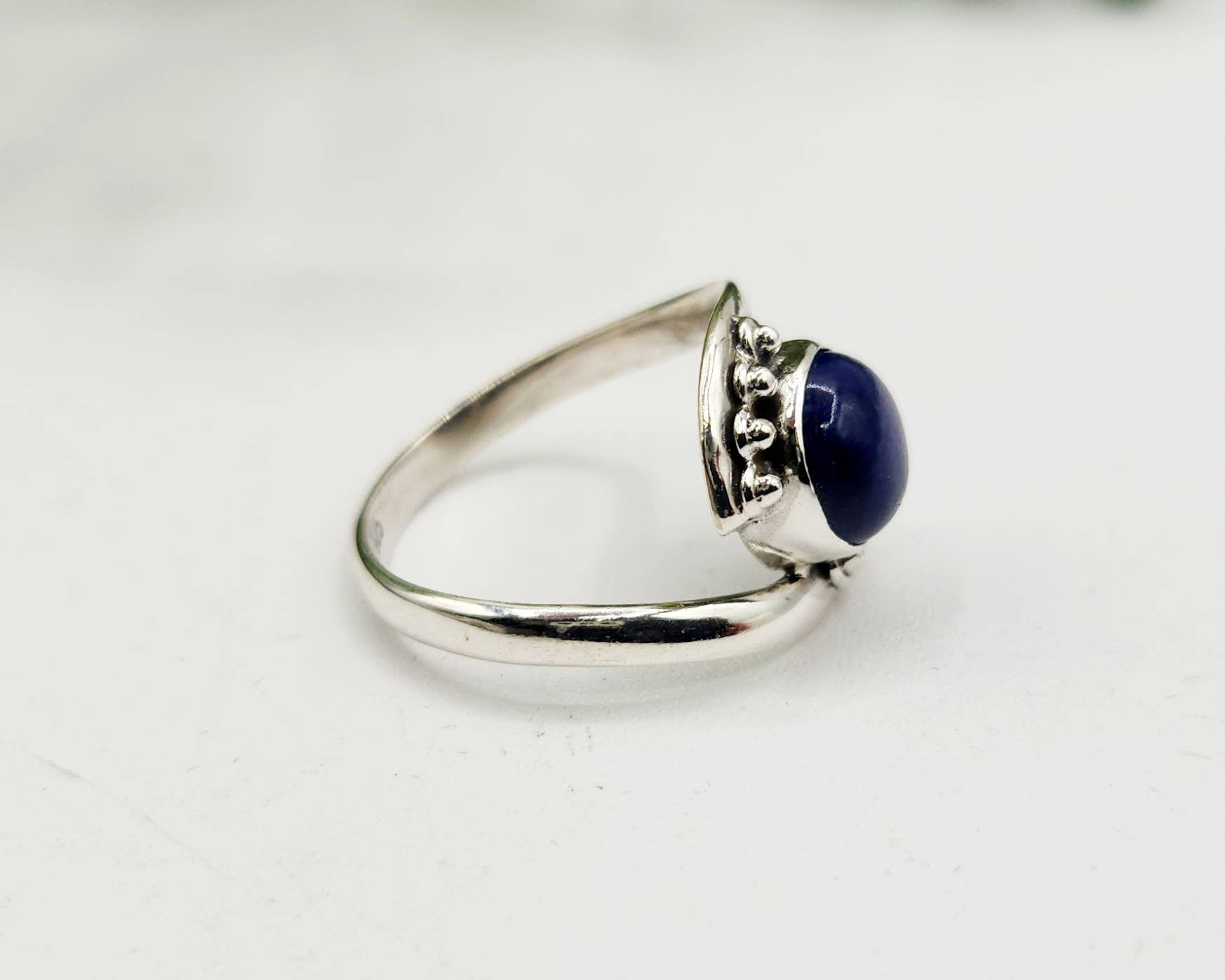 Meraki Gemstones - Wholesale Single Stone/Solitaire Ring - Lapis Evil Eye Semi-Precious Gemstone Sterling Silver Ring3
