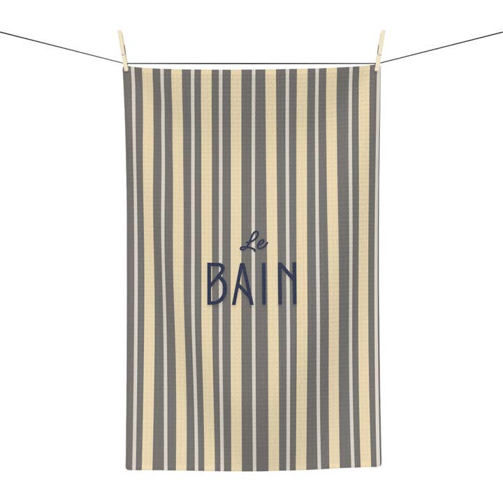 Le Bain GREY Striped Microfiber Hand Towel — Grey & Cream French Bathroom Decor for wholesale by MARA Style