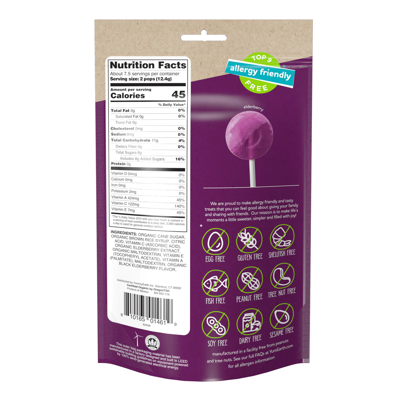 Onic Brands LLC - Wholesale Lollipop - YUMEARTH Organic Ultimate Elderberry Lollipops1