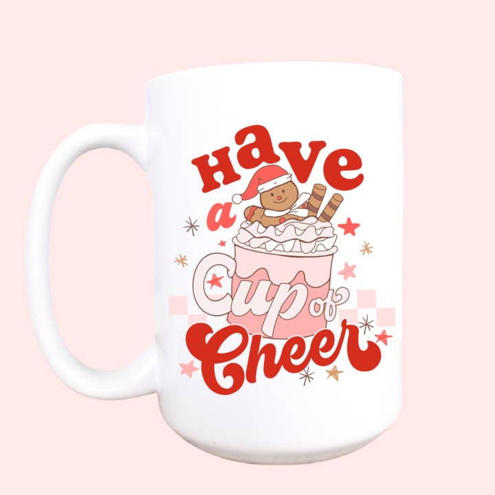 Cup of cheer ceramic coffee mug, Christmas coffee mug for wholesale by Mug and Mini