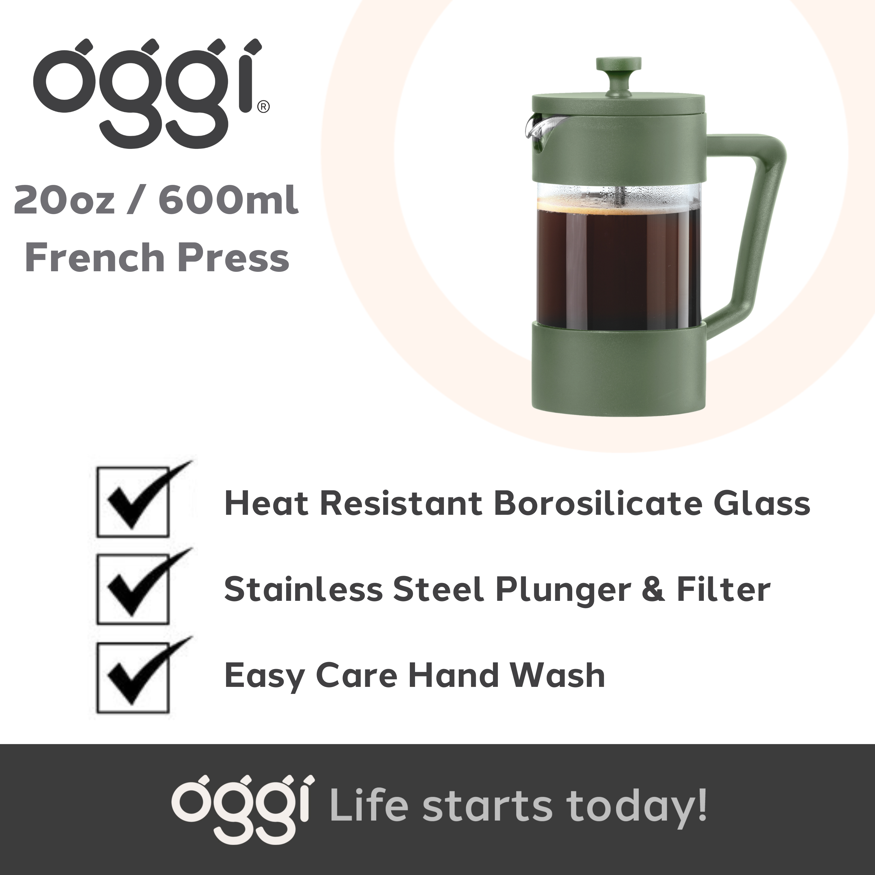 Oggi - Vendita all'ingrosso Caffettiere French press - Caffettiera a stantuffo in vetro borosilicato da 5 tazze (600 ml, 20 oz)22
