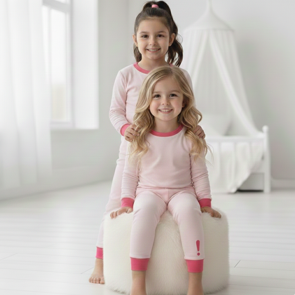 Signature Bunzi Organic Cotton Kids Pajamas - Light pink for wholesale on Faire3