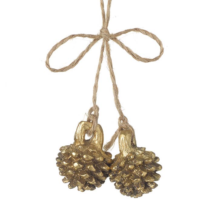 Heaven Sends – wholesale Ornament – HANGING MINI GOLD FIR CONES