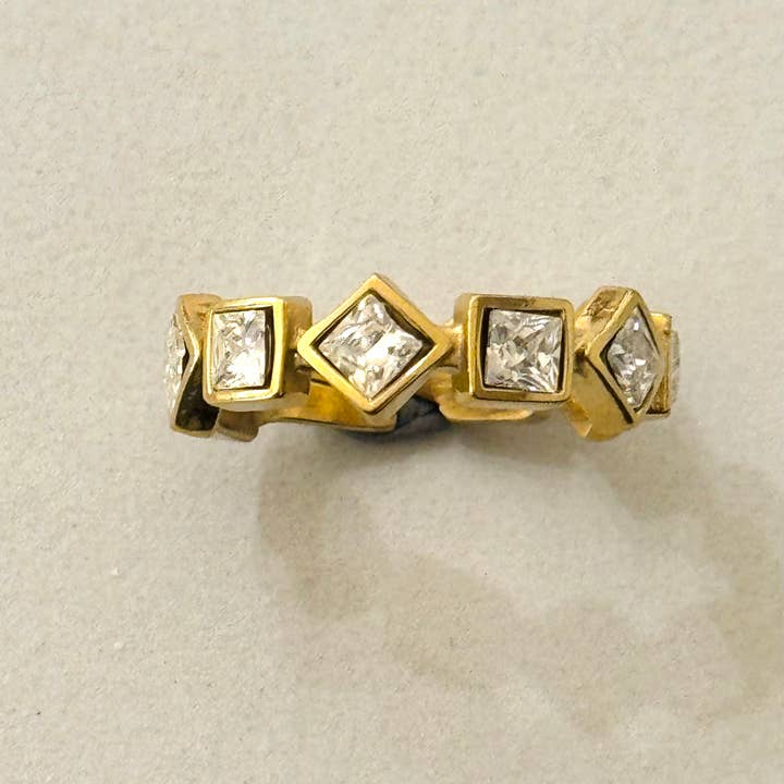 Cassette Barcelona - Wholesale Multi-stone ring - Squares & Diamonds Ring w Zirconium Stones