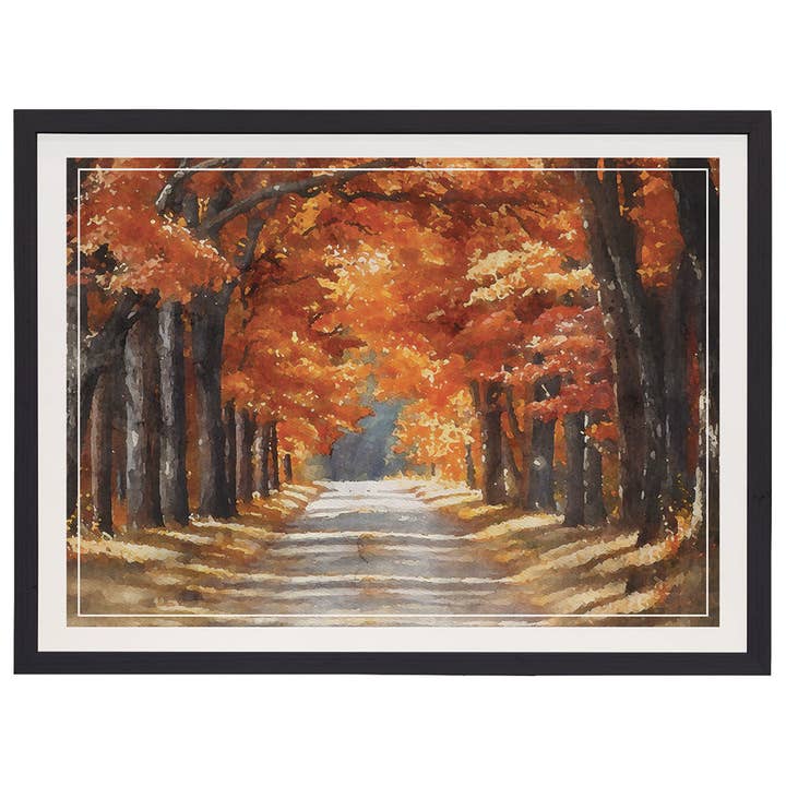 Route de campagne en automne - Cadre fin rectangulaire pour la vente par Sincere Surroundings