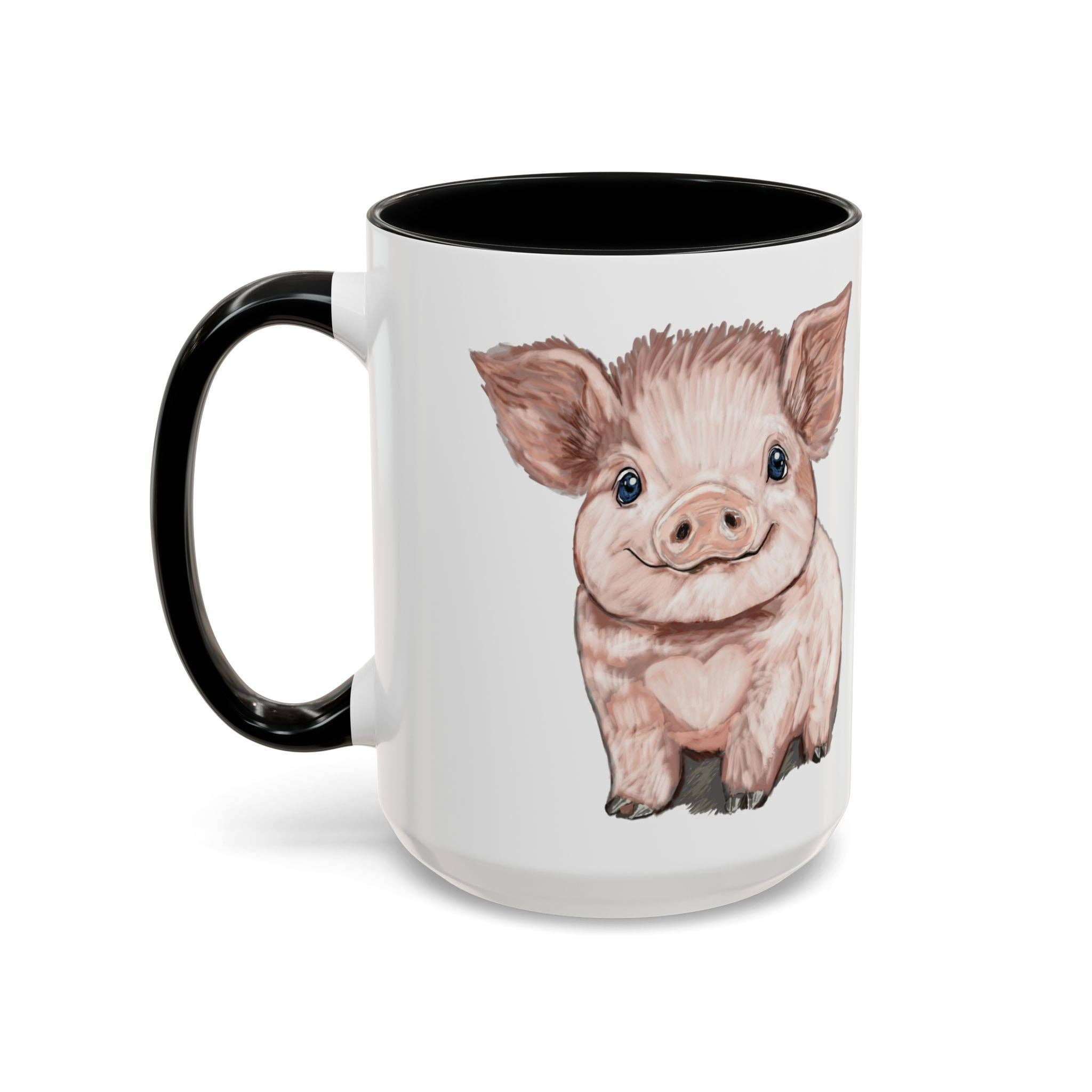 Blue Cava - Wholesale Coffee Mug - Adorable Piglet Two Tone Ceramic Mug - 11 oz & 15 oz25