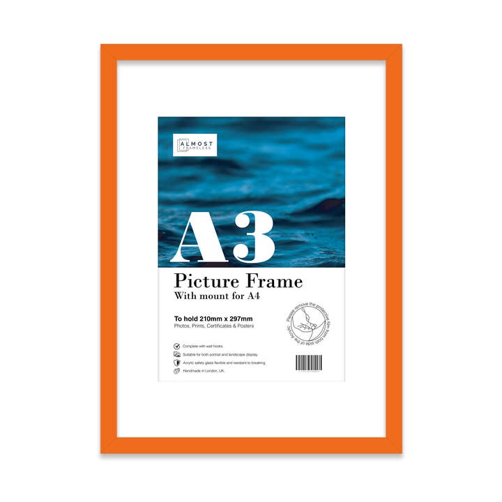 Orange A3 Picture Frame With mount for A4 for wholesale by WholesaleFrames.co.uk