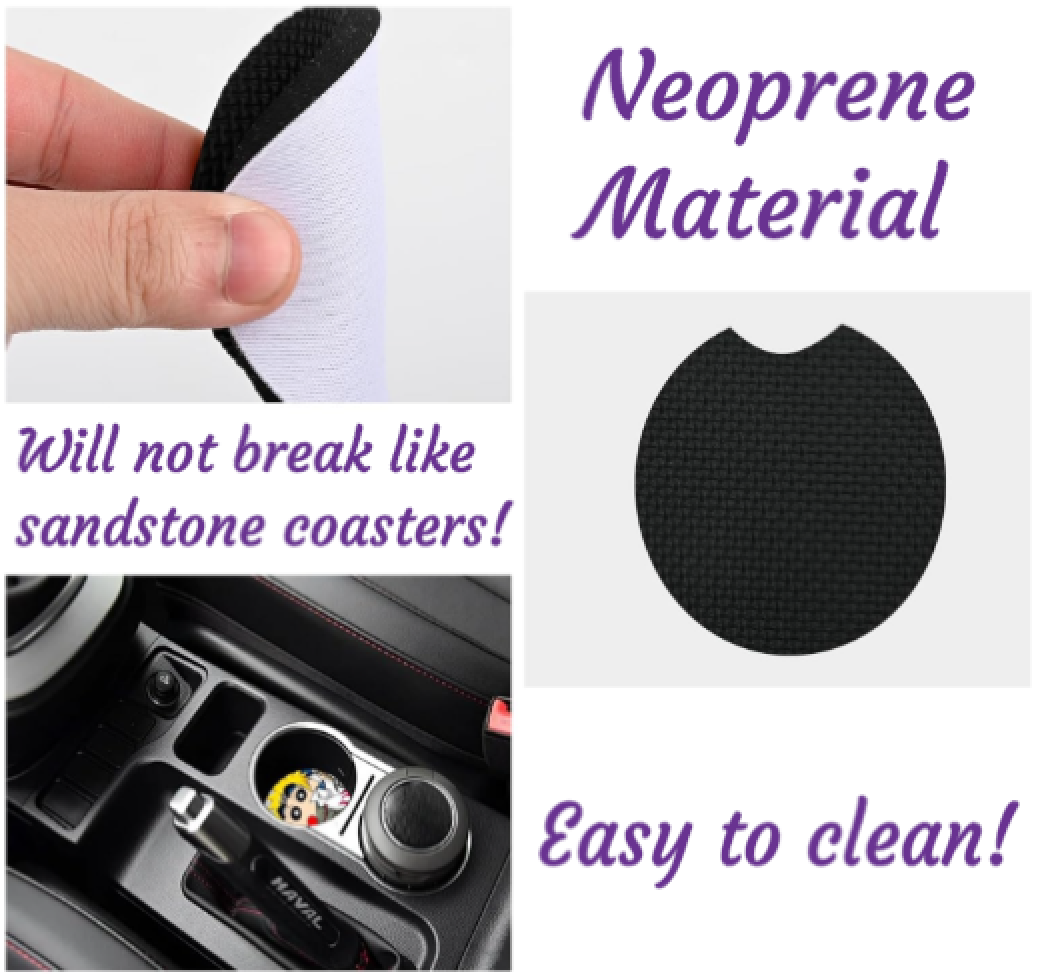 Prairie Chicken Sticker Shop & Gifts - Wholesale Car Coaster - Unisex - Boho Dragonfly Neoprene Car Coaster Set3