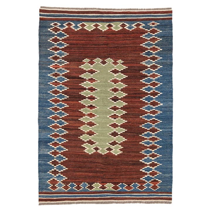 - (106 cm x 147 cm) Nuovo Tappeto Kilim di Design Moderno Fatto a Mano per la vendita all'ingrosso da parte di Rugtolia
