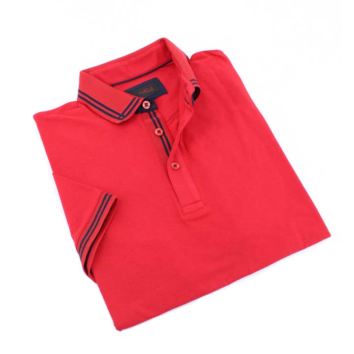 Rode polo met zwarte bies voor wholesale door EIGHT X