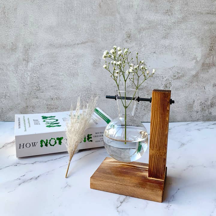 IVORE.GROUP - Wholesale Vase - Glass Bulb Vase with Wooden Stand