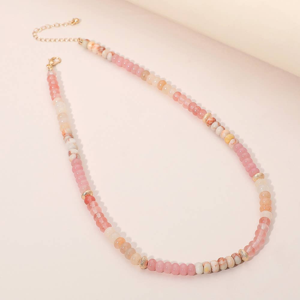 Sensibling Corp. – wholesale Beaded/pearl necklace – Gold Accent Spacer Marbled Resin Beaded Necklace4