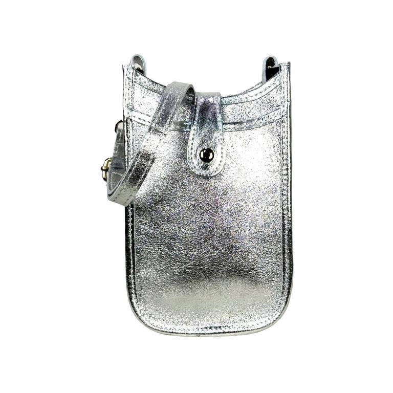 Chenson & Gorett - Vente Sac à bandoulière – femme - Sac à main métallique en cuir pour femme avec rabat bouton4