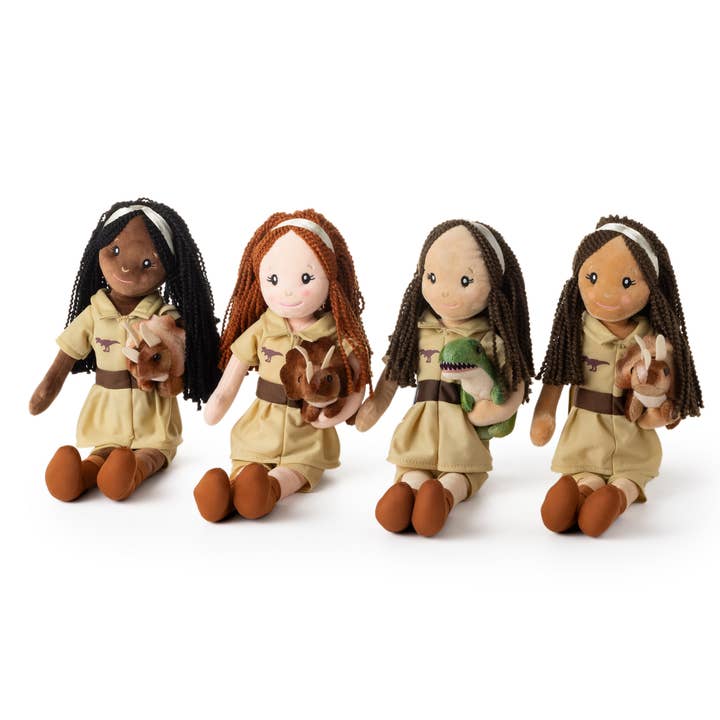 The Petting Zoo - Wholesale Doll - Kids - 17" Paleontologist Doll & Dino Set (T-Rex, Triceratops)