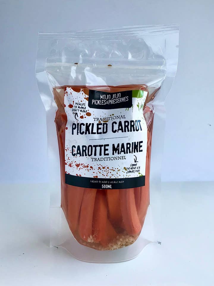 Traditional Pickled Carrots - Bright and Flavorful for wholesale by Mojo Jojo Pickles and Preserves