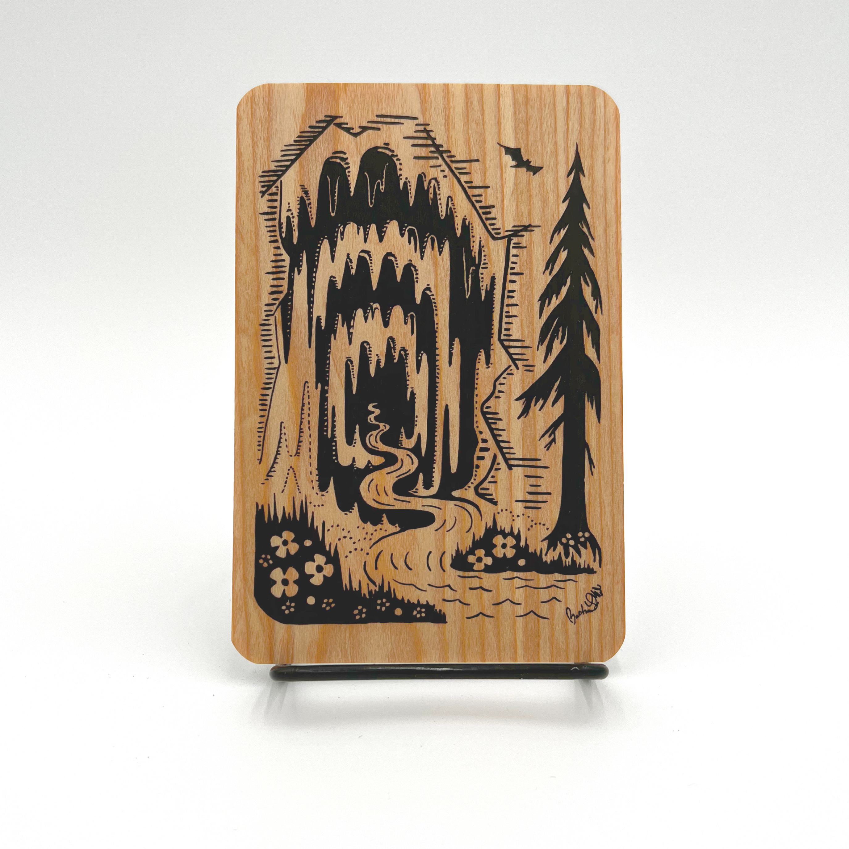 Morning Paper dot Design - Wholesale Postcard - Cave and tree on aspen or red cedar wood postcard4