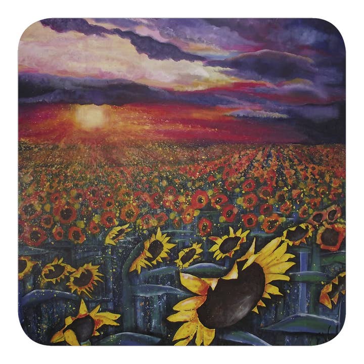 Sun on the Sunflowers Coaster for wholesale by Emily Ward Art