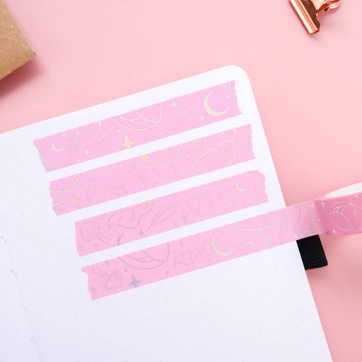 Lula Rocks – wholesale Washi tape – Witchy Delights Pink Holographic Silver Foil Washi Tape4