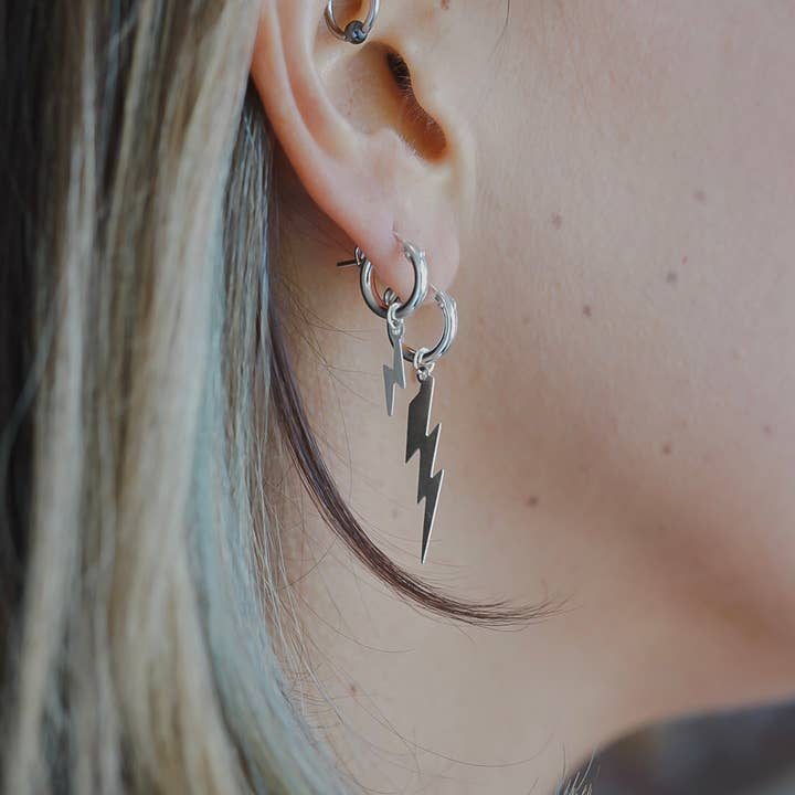 Metrix Jewelry - Wholesale Huggie Earrings - Tiny Lightning Bolt Huggie Hoops - Choose your Metal