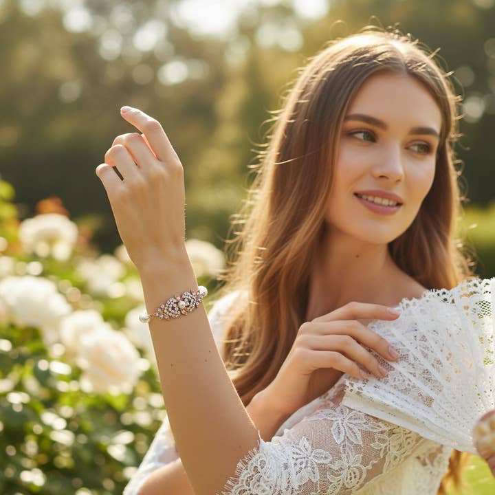 Athena Bridal Jewellery – wholesale Charm/dangle bracelet – SASSB COLLECTION - EXQUISITE VINTAGE BRACELET - ROSE GOLD