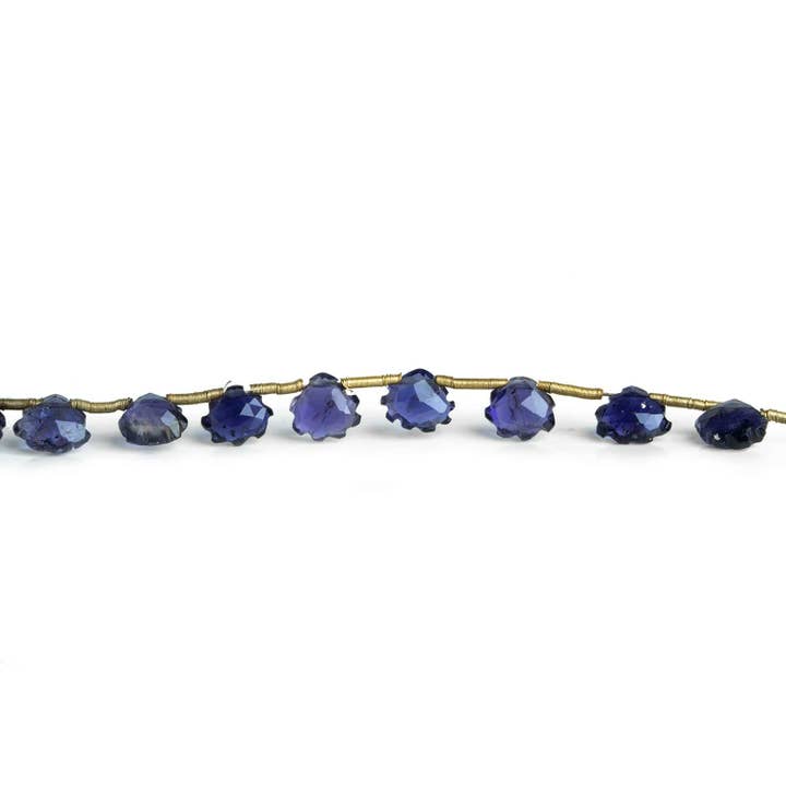 Iolite Carved Hearts 8 inch 25 beads for wholesale by The Bead Traders