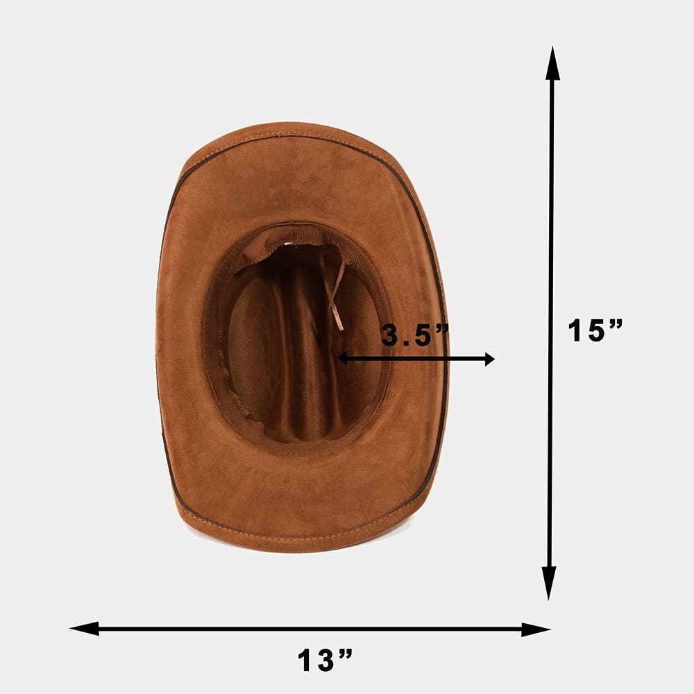 Collections by Fame Accessories - Vendita all'ingrosso Fedora - Donna - Cappello da cowboy occidentale con fibbia a cuore3