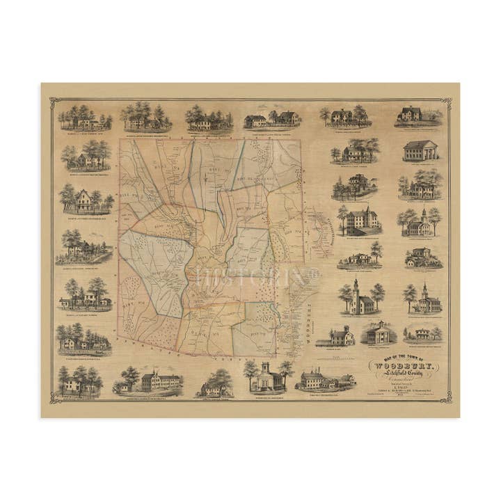 Historic Prints - Wholesale Poster - Vintage Litchfield County, CT State Map Wall Art Poster8