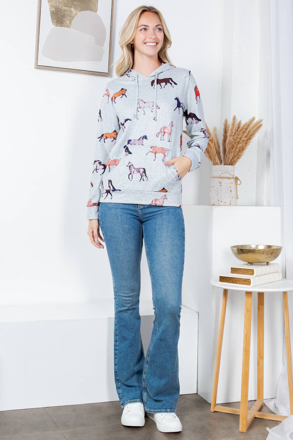 LA Soul - Wholesale Hoodie - Women's - Horse Sweater Knit Pullover Hoodie1