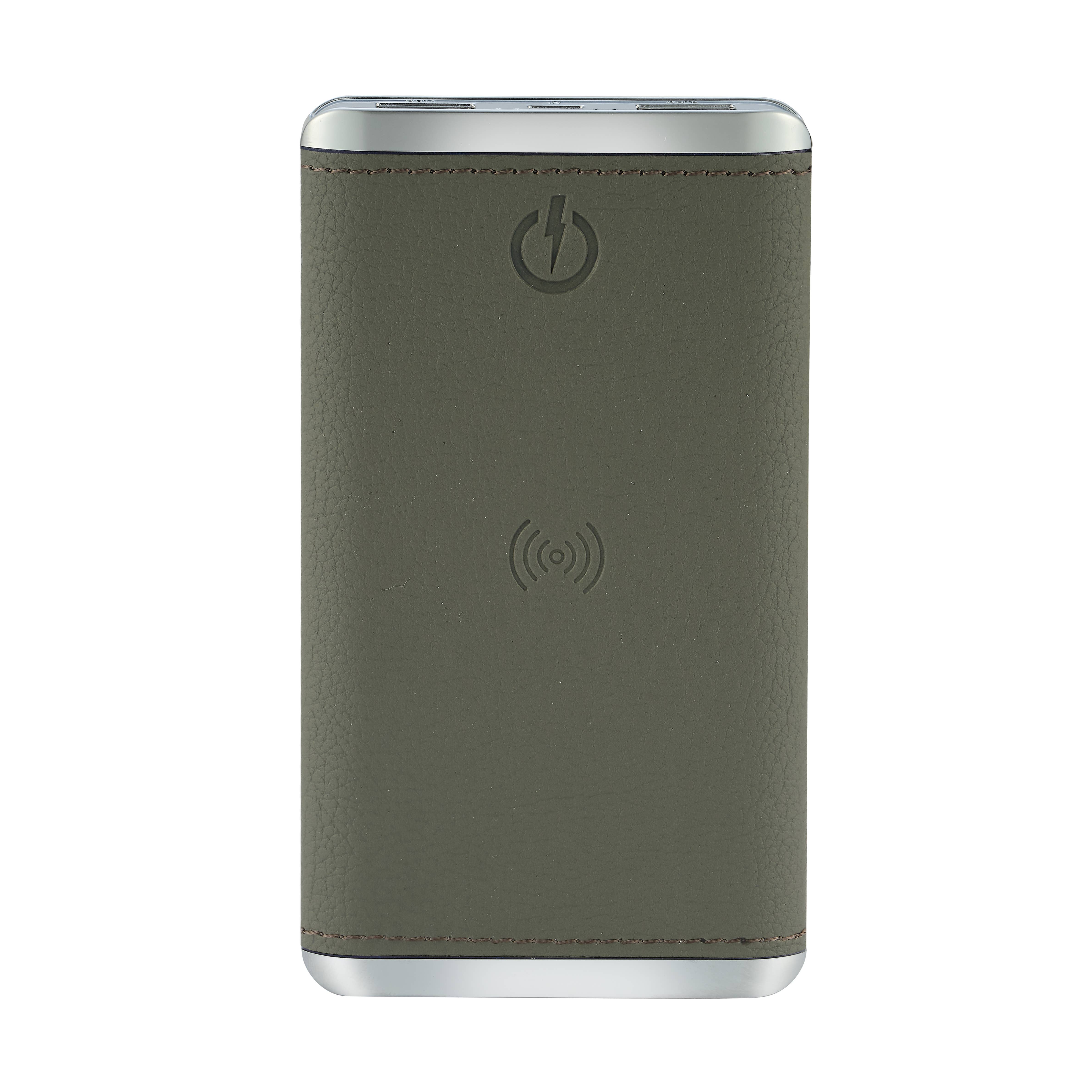 PhunkeeTree - Wholesale Portable Charger - Grey - Leather 5K Wireless Charging Power Bank5