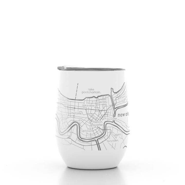 Well Told - Wholesale Insulated Mug/Tumbler - New Orleans LA Map 12 oz Insulated Wine Tumbler