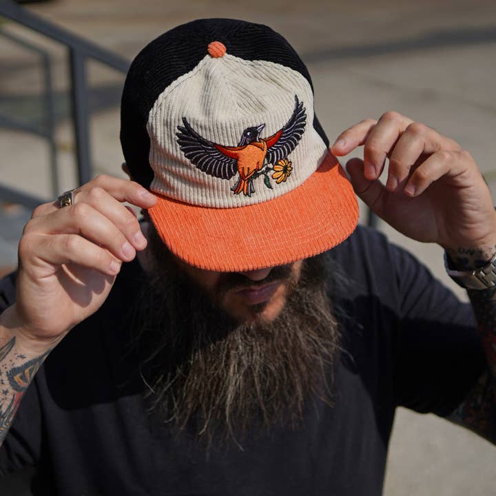 Stuntin Goods - Wholesale Flat Brim Cap - Unisex - Oriole Two-Tone Corduroy Hat3