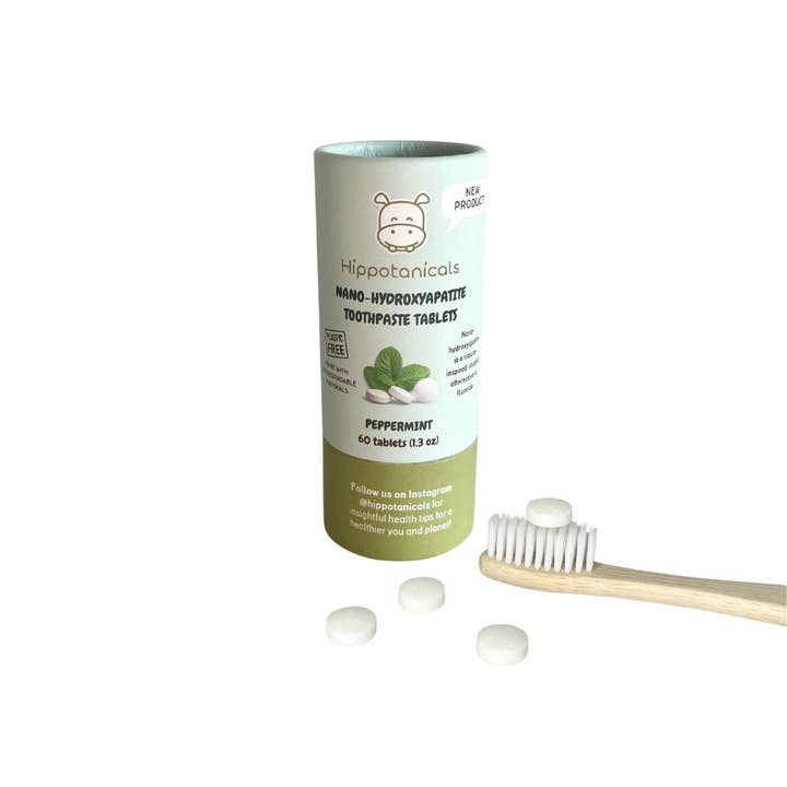 Peppermint Toothpaste Tablets with Hydroxyapatite - 60 tabs for wholesale by Hippotanicals