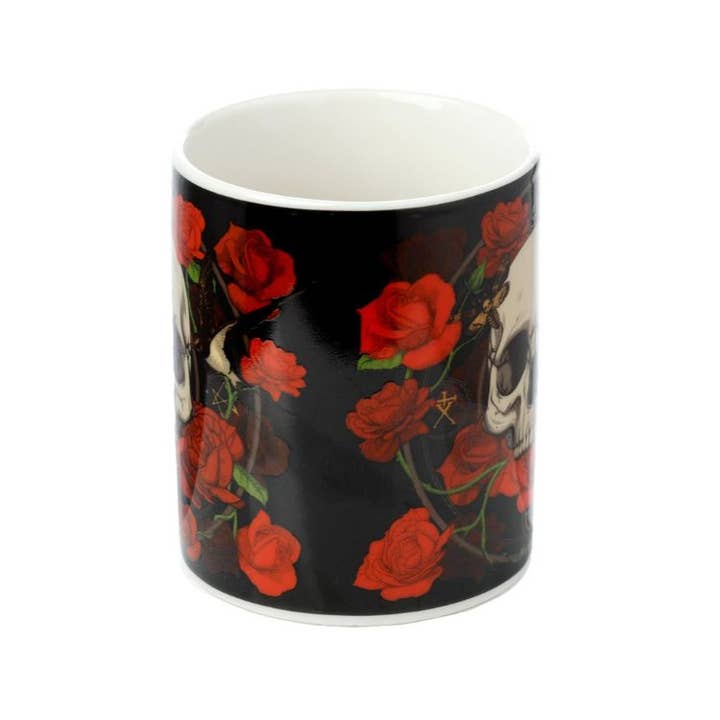Crystal Magick Wholesale Ltd – wholesale Coffee mug – Skulls and Roses Porcelain Mug2