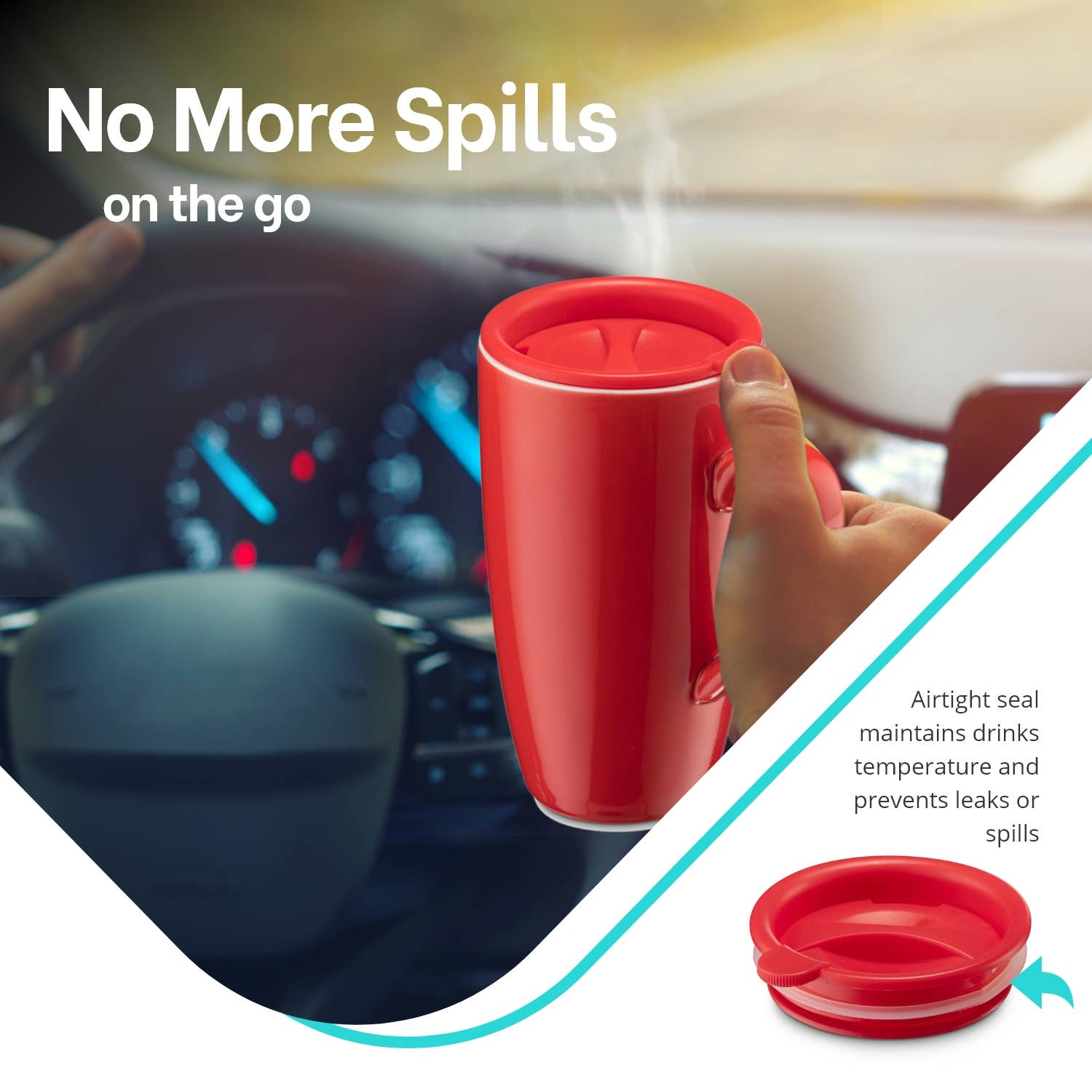 Kadra Kitchenware - Wholesale Coffee Mug - Mitbak - Classic Mug with Lids, Red, 6 Pk3