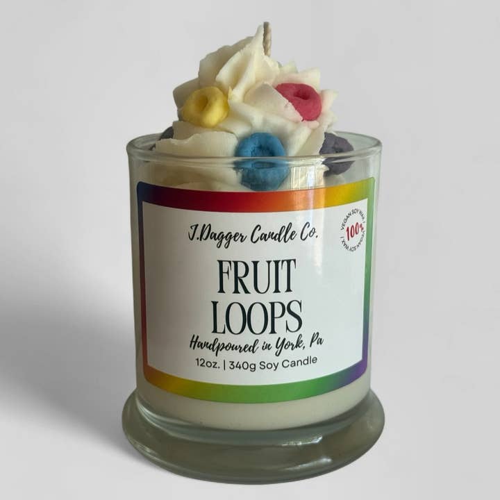J Dagger Candle Co. - Wholesale Jar/Filled Candle - Fruity Cereal Soy Dessert Candle , 12oz.0