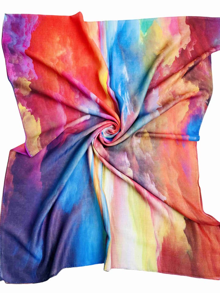 JC022855 Orange-Blue Multicolor Sea of Clouds Scarf for wholesale by JC Sunny Fashion