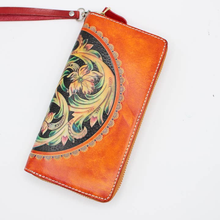 Sunflower Handmade leather inc - Wholesale Wallet - Women's - Xlw-35 leather handtooled floral wallet2