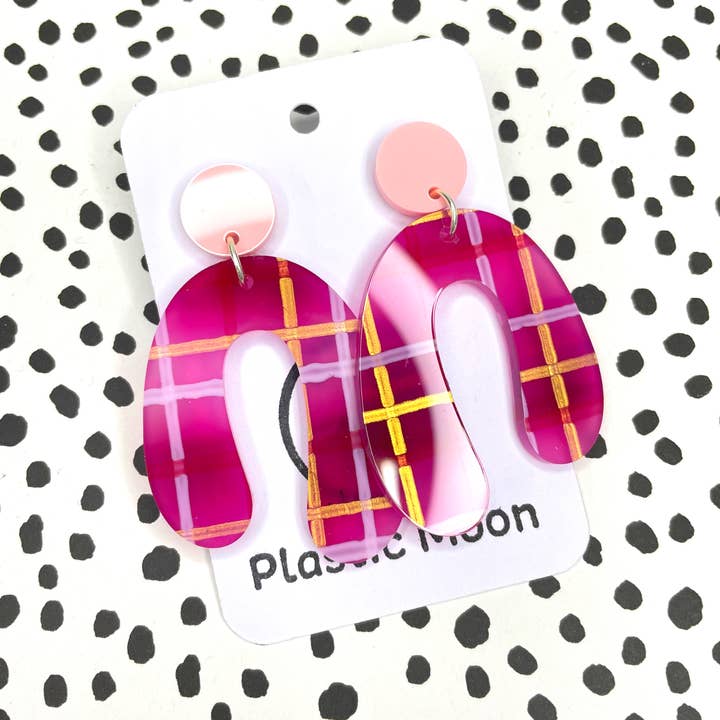 Magenta Tartan Arches for wholesale by Plastic Moon