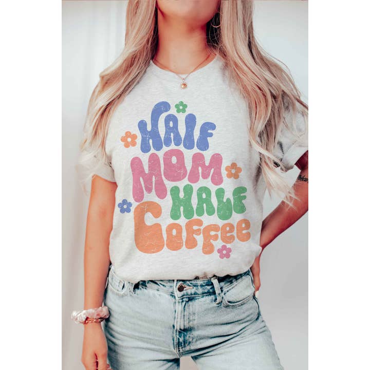 BLUME & CO. - Wholesale T-Shirt (Graphic) - Women's - HALF MOM HALF COFFEE Graphic Tee2