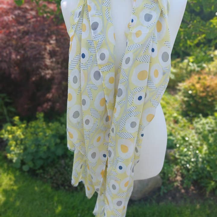 Tørklæder/ Tørklæde af viskose og bomuld, gul grå for engroshandel hos perleperle