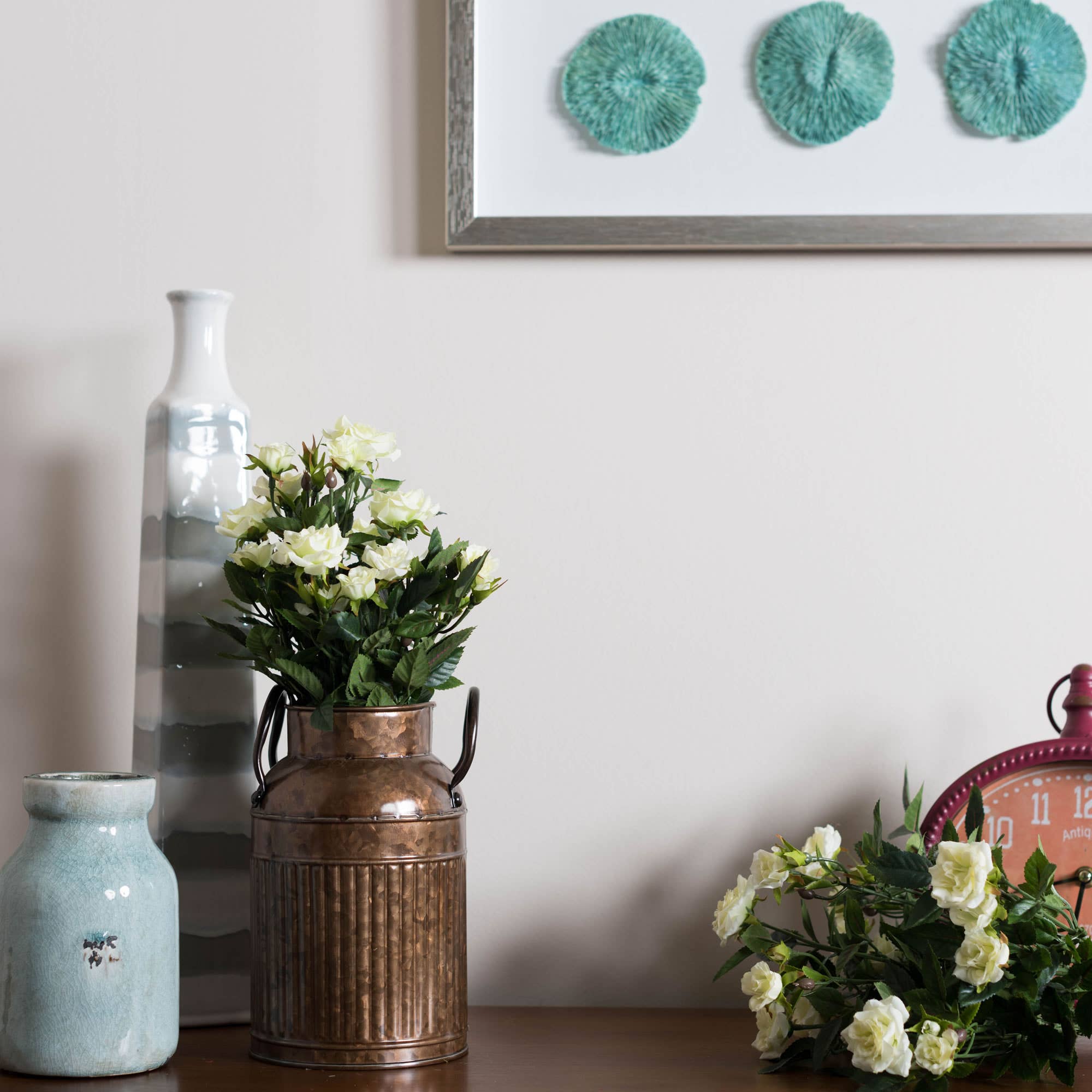 Vickerman 15" Artificial White Mini Diamond Rose Bush. for wholesale on Faire1