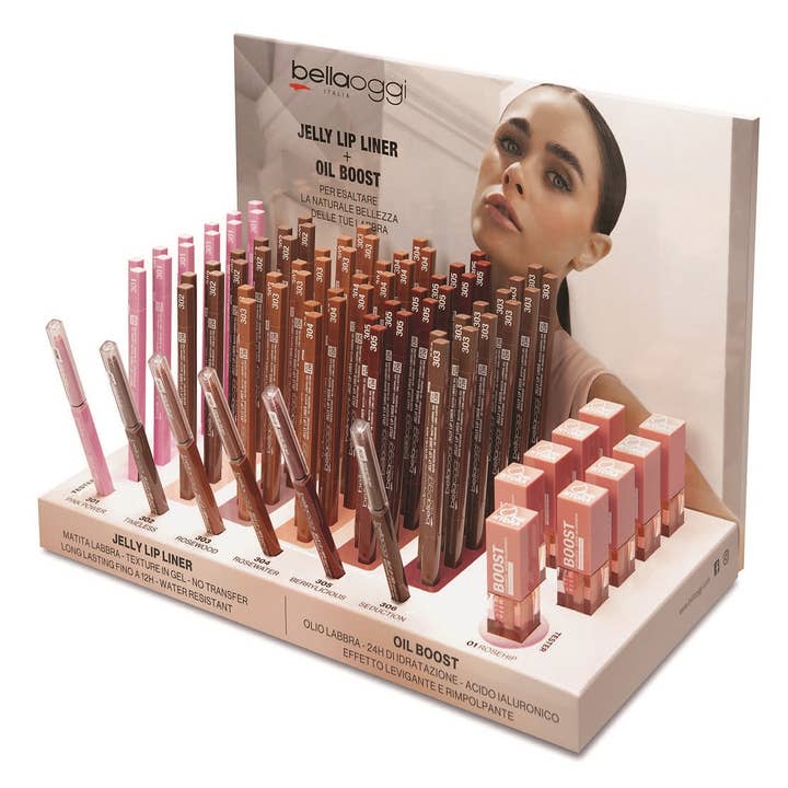 Display zur Einführung von Jelly Lip Liner und Oil Bost für den Großhandel von bellaoggi